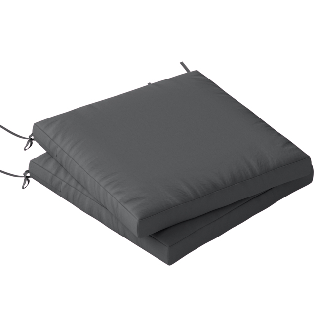 Outsunny Outdoor Seat Cushions Set of 2 with Ties, Waterproof Garden Seat Pads, Dark Grey - image 1