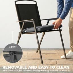 Outsunny Outdoor Seat Cushions Set of 2 with Ties, Waterproof Garden Seat Pads, Dark Grey - thumbnail 7
