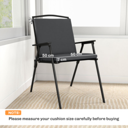 Outsunny Outdoor Seat Cushions Set of 2 with Ties, Waterproof Garden Seat Pads, Dark Grey - thumbnail 3