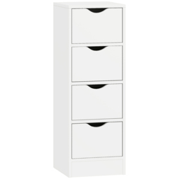 HOMCOM 4-Drawer Bathroom Cabinet, Freestanding Narrow Storage Cabinet with Groove Handles for Small Spaces, White - thumbnail 1