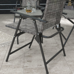 Outsunny 4 Pcs Patio Furniture Set w/ Breathable Mesh Fabric Seat, Backrest, Garden Set w/ Armchairs, Loveseat, Glass Top, Mixed Grey - Aosom UK - thumbnail 9