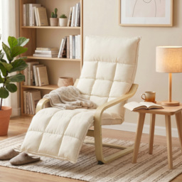 HOMCOM Modern Accent Chair, Leisure Lounge Chair Armchair with Footrest, Plush Cushion, Curved Legs and Arms, Cream White - thumbnail 8