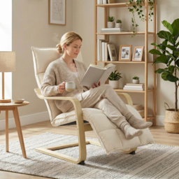 HOMCOM Modern Accent Chair, Leisure Lounge Chair Armchair with Footrest, Plush Cushion, Curved Legs and Arms, Cream White - thumbnail 9