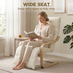 HOMCOM Modern Accent Chair, Leisure Lounge Chair Armchair with Footrest, Plush Cushion, Curved Legs and Arms, Cream White - thumbnail 5