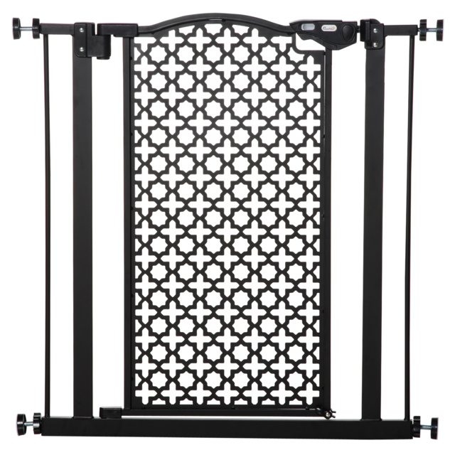PawHut 74-80 cm Pet Safety Gate Barrier Stair Pressure Fit with Auto Close and Double Locking for Doorways, Hallways, Black - Aosom UK - image 1