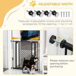 PawHut 74-80 cm Pet Safety Gate Barrier Stair Pressure Fit with Auto Close and Double Locking for Doorways, Hallways, Black - Aosom UK - thumbnail 6