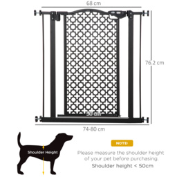 PawHut 74-80 cm Pet Safety Gate Barrier Stair Pressure Fit with Auto Close and Double Locking for Doorways, Hallways, Black - Aosom UK - thumbnail 3
