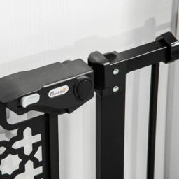 PawHut 74-80 cm Pet Safety Gate Barrier Stair Pressure Fit with Auto Close and Double Locking for Doorways, Hallways, Black - Aosom UK - thumbnail 9