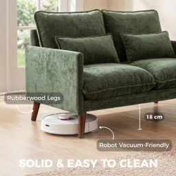 HOMCOM 2 Seater Sofa, Loveseat Sofa with Spring Cushions, Wide and Deep Seat, Wood Legs, Green - thumbnail 6