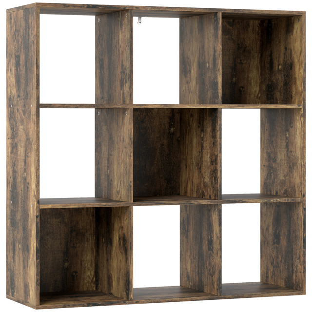 HOMCOM Nine-Cube Storage Shelf - Rustic Brown - image 1