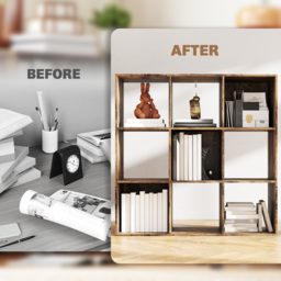 HOMCOM Nine-Cube Storage Shelf - Rustic Brown - thumbnail 7