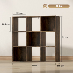 HOMCOM Nine-Cube Storage Shelf - Rustic Brown - thumbnail 3