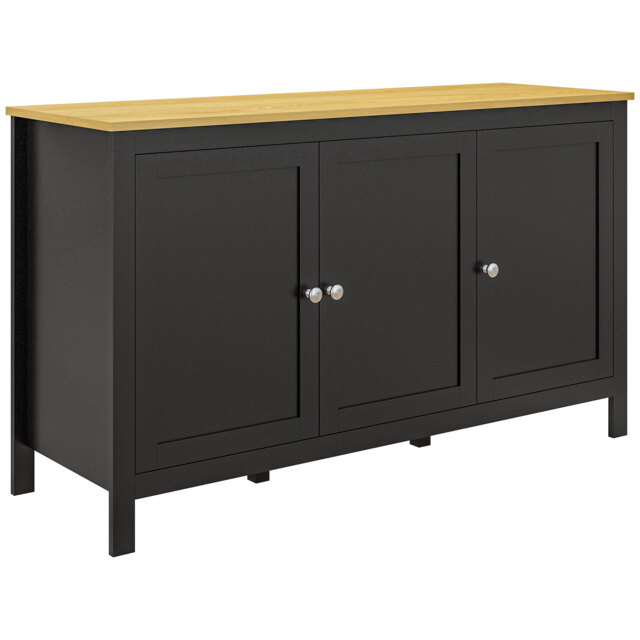 HOMCOM Sideboard, Buffet Cabinet with Doors and Adjustable Shelves for Living Room, Entryway, Black and Natural - image 1