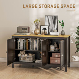 HOMCOM Sideboard, Buffet Cabinet with Doors and Adjustable Shelves for Living Room, Entryway, Black and Natural - thumbnail 4