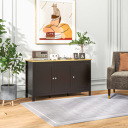 HOMCOM Sideboard, Buffet Cabinet with Doors and Adjustable Shelves for Living Room, Entryway, Black and Natural - thumbnail 8