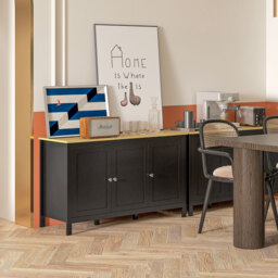 HOMCOM Sideboard, Buffet Cabinet with Doors and Adjustable Shelves for Living Room, Entryway, Black and Natural - thumbnail 2