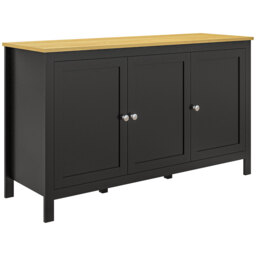HOMCOM Sideboard, Buffet Cabinet with Doors and Adjustable Shelves for Living Room, Entryway, Black and Natural