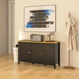 HOMCOM Sideboard, Buffet Cabinet with Doors and Adjustable Shelves for Living Room, Entryway, Black and Natural - thumbnail 9