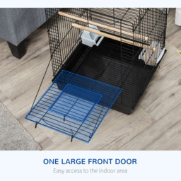 PawHut Durable Bird Cage with Opening Top, Wheeled Stand, Removable Tray, Feeding Bowls, for Small Birds, Black - Aosom UK - thumbnail 6