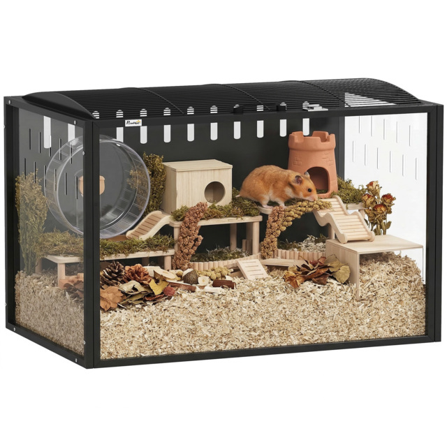 PawHut Hamster Cage Steel Chewproof with Openable Top, Deep Burrow for Dwarf Syrian Hamster, Gerbil, Rats, 81 x 51 x 53 cm - image 1
