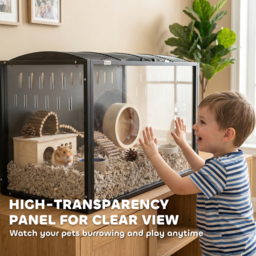 PawHut Hamster Cage Steel Chewproof with Openable Top, Deep Burrow for Dwarf Syrian Hamster, Gerbil, Rats, 81 x 51 x 53 cm - thumbnail 8