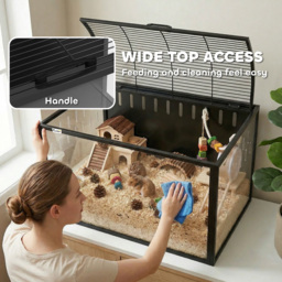 PawHut Hamster Cage Steel Chewproof with Openable Top, Deep Burrow for Dwarf Syrian Hamster, Gerbil, Rats, 81 x 51 x 53 cm - thumbnail 5