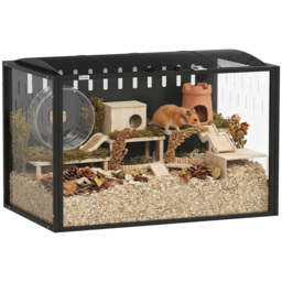 PawHut Hamster Cage Steel Chewproof with Openable Top, Deep Burrow for Dwarf Syrian Hamster, Gerbil, Rats, 81 x 51 x 53 cm - thumbnail 1