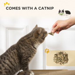 PawHut 2 in 1 TV Shape Cat Scratching Board House with Catnip, for Indoor Cats, Brown - Aosom UK - thumbnail 7
