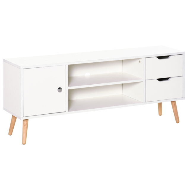HOMCOM TV Trendsetter: Contemporary Media Unit for 42'' Screens, Cable Management, White - Aosom UK - image 1