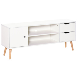 HOMCOM TV Trendsetter: Contemporary Media Unit for 42'' Screens, Cable Management, White - Aosom UK - thumbnail 1