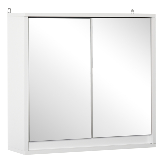 HOMCOM Bathroom Wall Cabinet with Mirror, 1 Internal Adjustable Shelf, Cushioned Door without Noise, for Mirrored Vanity, Bedroom, White - Aosom UK - image 1