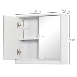 HOMCOM Bathroom Wall Cabinet with Mirror, 1 Internal Adjustable Shelf, Cushioned Door without Noise, for Mirrored Vanity, Bedroom, White - Aosom UK - thumbnail 3
