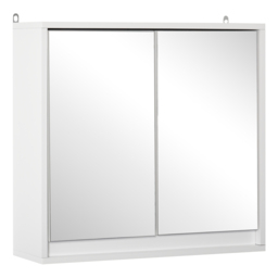 HOMCOM Bathroom Wall Cabinet with Mirror, 1 Internal Adjustable Shelf, Cushioned Door without Noise, for Mirrored Vanity, Bedroom, White - Aosom UK - thumbnail 1