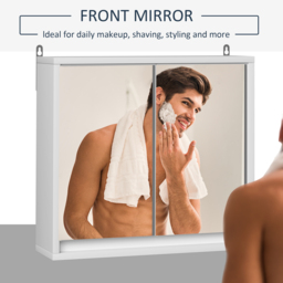 HOMCOM Bathroom Wall Cabinet with Mirror, 1 Internal Adjustable Shelf, Cushioned Door without Noise, for Mirrored Vanity, Bedroom, White - Aosom UK - thumbnail 5