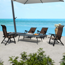 Outsunny Set of Four Folding Garden Chairs, with Seven-Position Adjustable Backs, Dark Brown - thumbnail 8