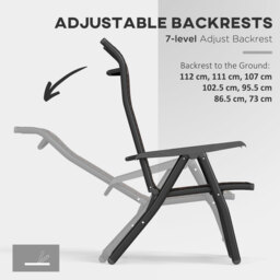 Outsunny Set of Four Folding Garden Chairs, with Seven-Position Adjustable Backs, Dark Brown - thumbnail 5