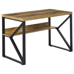 HOMCOM Modern Writing Desk, Computer Table for Home Office, PC Laptop Workstation with Storage Shelf, Wood Effect, Black/Brown - Aosom UK