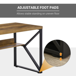 HOMCOM Modern Writing Desk, Computer Table for Home Office, PC Laptop Workstation with Storage Shelf, Wood Effect, Black/Brown - Aosom UK - thumbnail 5