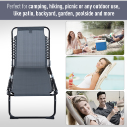 Outsunny Beach Chaise Chair, Folding Sun Lounger, Garden Reclining Cot, Camping Hiking Recliner with 4 Position Adjustable Back, Grey - Aosom UK - thumbnail 7