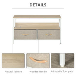 HOMCOM TV Cabinet, TV Console Unit with 2 Foldable Linen Drawers, TV Stand with Shelving for Living Room, Entertainment Room, Wood Effect - Aosom UK - thumbnail 6
