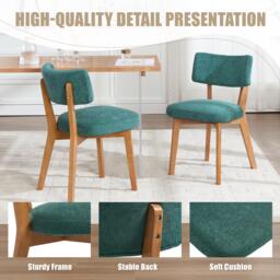 Stylish Mid-Century Dining Chairs with Ergonomic Backrest, Comfortable Upholstered Side Chairs for Dining Room, 47L x 54.5W x 77H cm, Green - Aosom UK - thumbnail 5