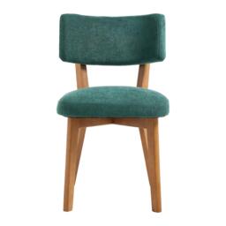 Stylish Mid-Century Dining Chairs with Ergonomic Backrest, Comfortable Upholstered Side Chairs for Dining Room, 47L x 54.5W x 77H cm, Green - Aosom UK - thumbnail 2