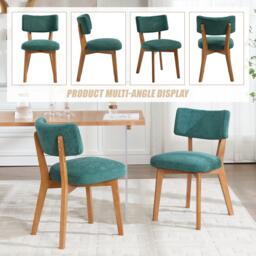 Stylish Mid-Century Dining Chairs with Ergonomic Backrest, Comfortable Upholstered Side Chairs for Dining Room, 47L x 54.5W x 77H cm, Green - Aosom UK - thumbnail 4