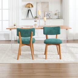 Stylish Mid-Century Dining Chairs with Ergonomic Backrest, Comfortable Upholstered Side Chairs for Dining Room, 47L x 54.5W x 77H cm, Green - Aosom UK - thumbnail 9