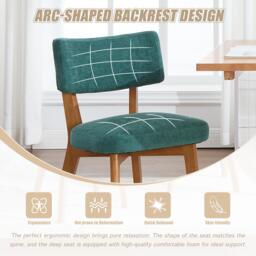 Stylish Mid-Century Dining Chairs with Ergonomic Backrest, Comfortable Upholstered Side Chairs for Dining Room, 47L x 54.5W x 77H cm, Green - Aosom UK - thumbnail 6