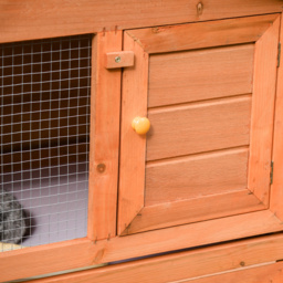 PawHut Small Animal Deluxe XXL Fir Wood 2-Tier Hutch Natural Wood Tone - Aosom UK - thumbnail 8
