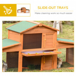 PawHut Small Animal Deluxe XXL Fir Wood 2-Tier Hutch Natural Wood Tone - Aosom UK - thumbnail 6