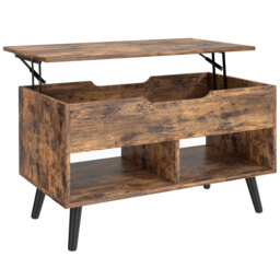 HOMCOM Lift Top Coffee Table with Hidden Storage Living Room Table Metal Legs 75 cm Rustic Brown - thumbnail 1