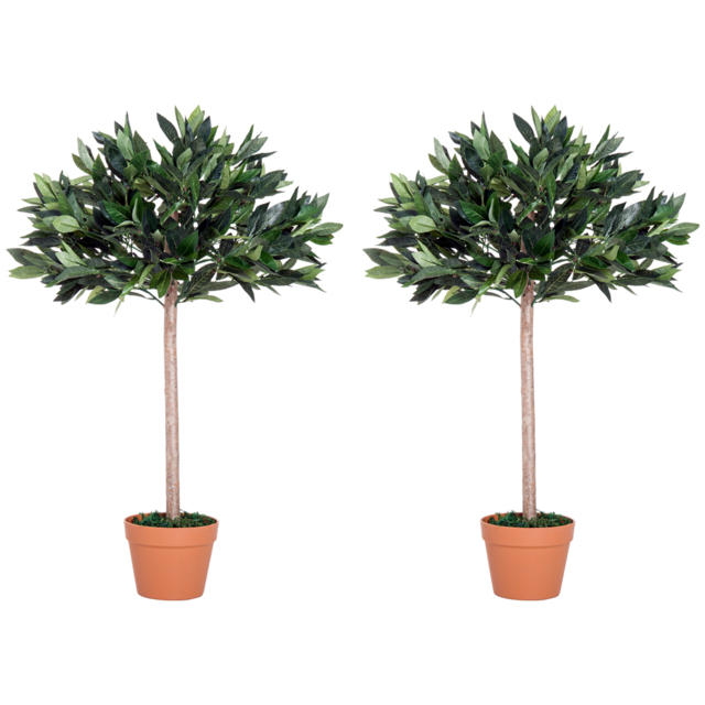 Outsunny 3ft Artificial Olive Tree Indoor Plant Greenery for Home Office Potted in An Orange Pot Set of 2 - Aosom UK - image 1