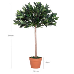 Outsunny 3ft Artificial Olive Tree Indoor Plant Greenery for Home Office Potted in An Orange Pot Set of 2 - Aosom UK - thumbnail 3